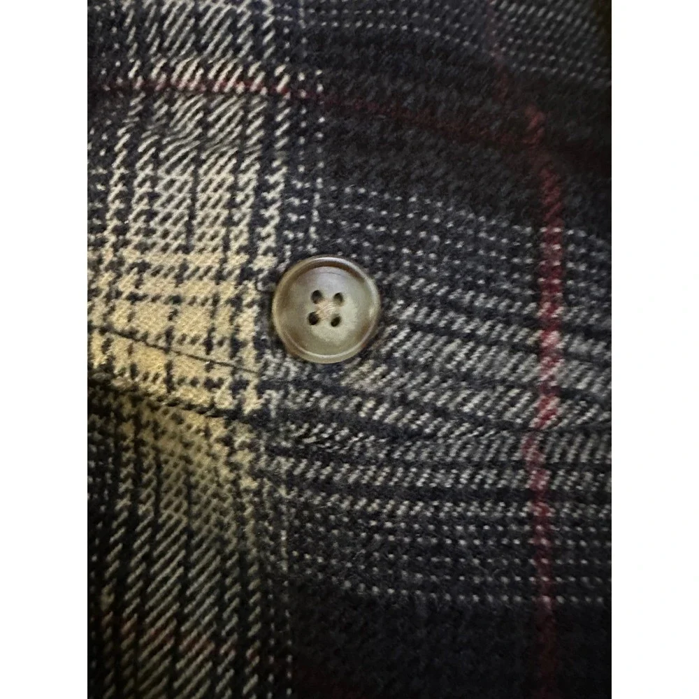 Unionbay Black/Blue Plaid Flannel Shacket Button Up Long Sleeve‎ Mens Size Large